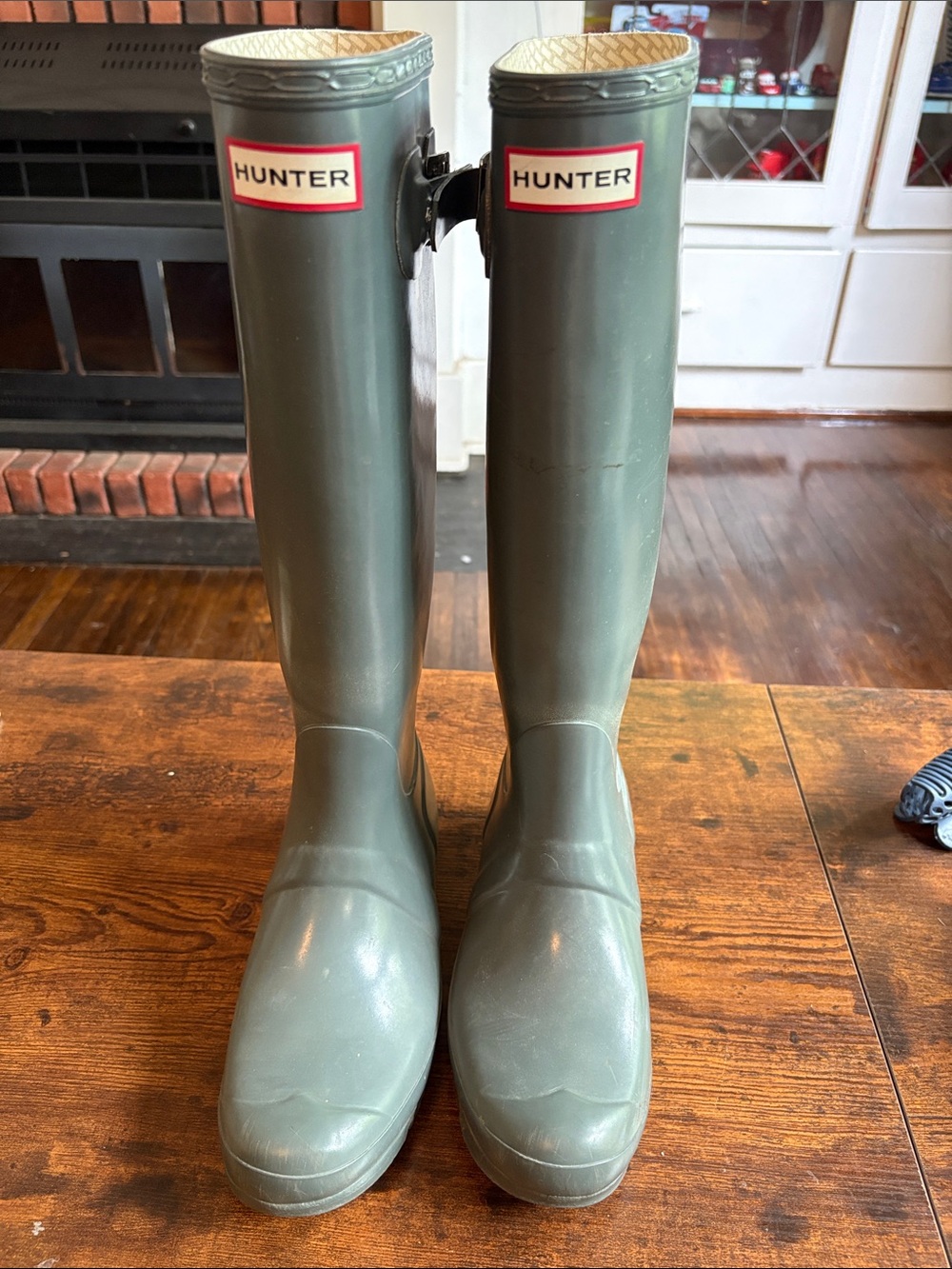 Hunter Green Tall Rubber Rain Boots Size 8